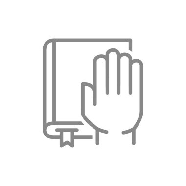 Kitap satırı ikonuna uzan. İncil, yemin, söz sembolü