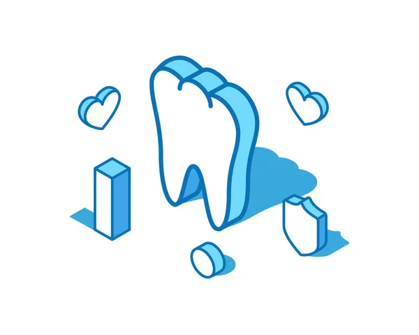Diş mavisi izometrik çizim. Sağlıklı iç organ 3B afiş şablonu. — Stok Vektör