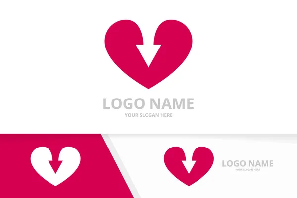 Vector heart and arrow logo combination. Unique love logotype design template. — Stock vektor