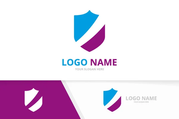 Shield logo design template. Defense, security and safety logotype — 图库矢量图片