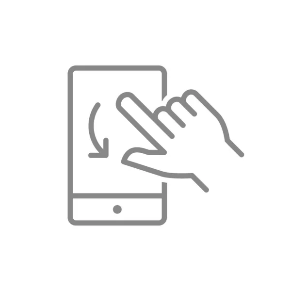 Forgó ellop gesztus vonal ikonok okostelefon alkalmazás. Mobiltelefon kézi szimbólumokkal. — Stock Vector