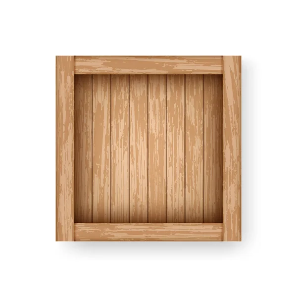 Caisse réaliste faite de planches pour la conception de la livraison. Vieux récipient en bois. Modèle de maquette de boîte de fret. — Image vectorielle