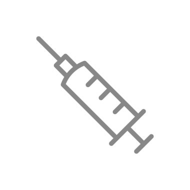 Tıbbi şırınga çizgisi ikonu. Aşı, tıbbi araç, tedavi, iğne, tehlike