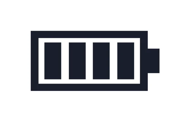 Volle Batterie schwarzes Symbol. Netzbatterie, Akku-Symbol — Stockvektor
