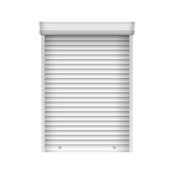 Horizontal closed window blind. Realistic plastic jalousie. Vector window shutter mockup for interior decoration design