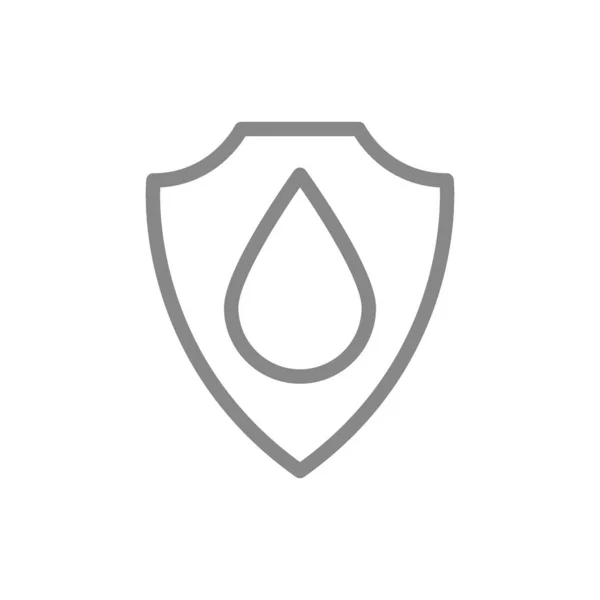 Beschermend schild met drop line icoon. Veilig water, beschermd water, gefilterd — Stockvector