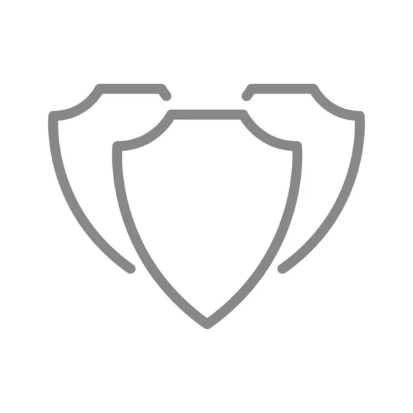 Escudos de protecção, ícone da linha de defesa. Protecção, segurança —  Vetores de Stock