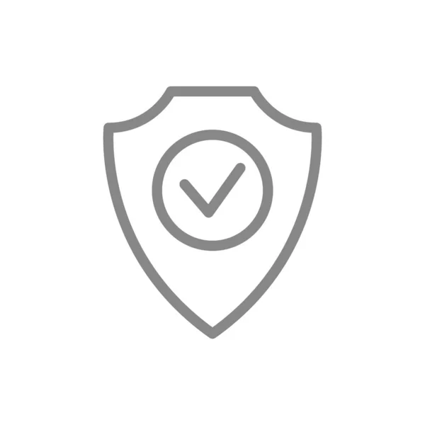 Escudo protector con marca de verificación icono de línea. Protección, satisfacción, evaluación positiva del sistema de protección — Archivo Imágenes Vectoriales