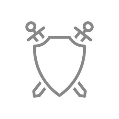 Kılıç hattı ikonlu koruyucu kalkan. Koruma, şövalye savunucu, savaşçı muhafızlar.