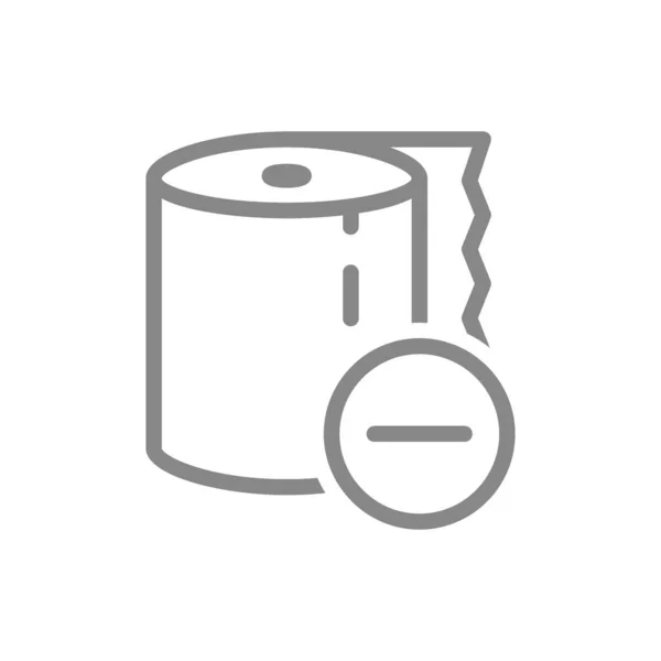 Туалетная бумага с иконкой минус. Бумажный рулон, некачественный продукт, низкосортный, неудовлетворенный пользователь — стоковый вектор