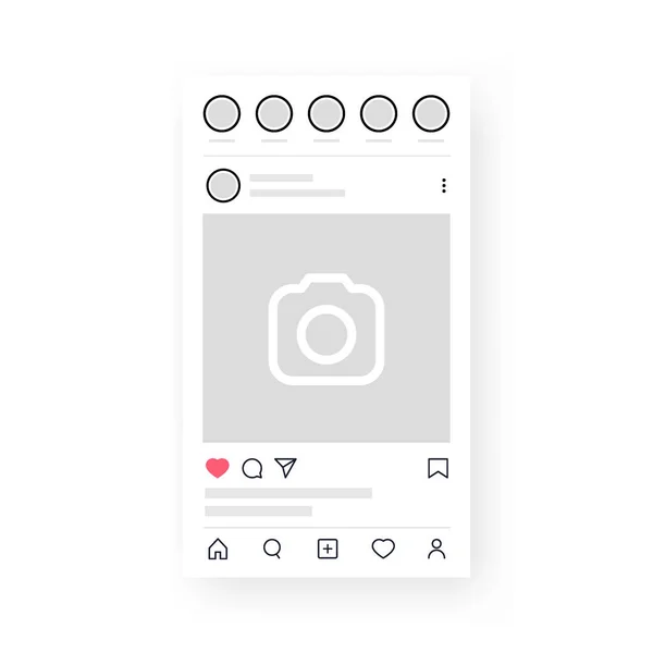 Kiev, Ucrania - 1 de agosto de 2021: Mobile Instagram profile as Instagram. Plantilla de maqueta de marco de foto de interfaz. — Vector de stock