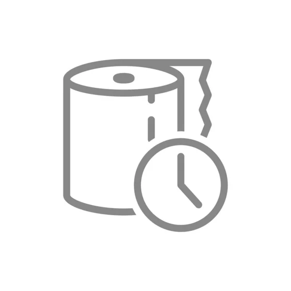 Papel higiénico con icono de línea de reloj. Rollo de papel, símbolo de servilletas — Vector de stock