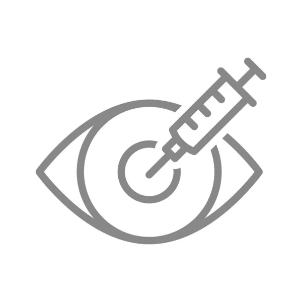 Medizinische Spritze und Augenliniensymbol. Impfung, Injektion, Laser-Sehkorrektur, medizinisches Forschungssymbol — Stockvektor