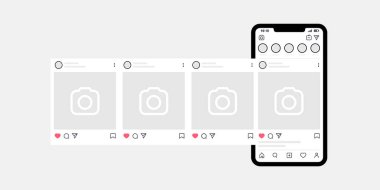 Kyiv, Ukrayna - 1 Ağustos 2021: Akıllı telefonlu Instagram atlıkarınca postası. Instagram model şablonu olarak arayüz atlıkarınca iletisi. Sosyal ağ reklamları tasarımı