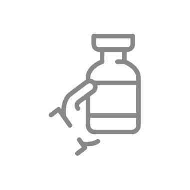 Tıbbi ampul el çizgisi simgesinde. Aşı, önleyici önlemler, aşı, serum sembolü