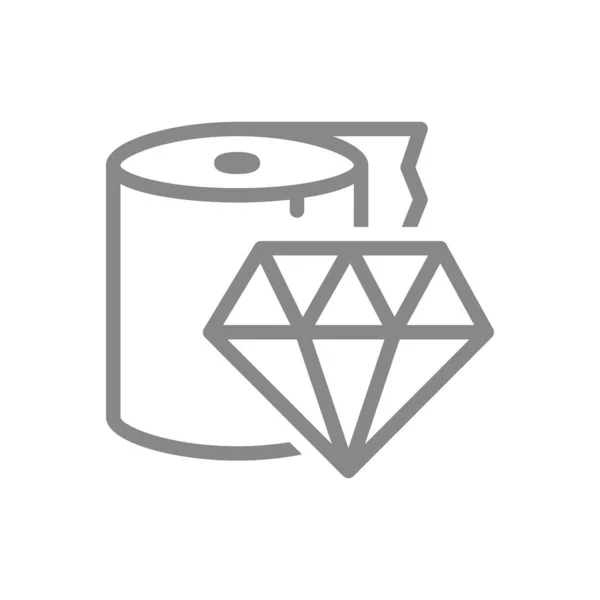 Toalhas de papel e ícone de linha de diamante. Rolo de papel, guardanapos, excelente símbolo de qualidade — Vetor de Stock