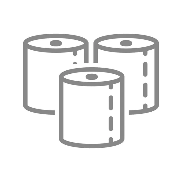 Drei Packungen Papierhandtücher reihen sich aneinander. Papierrolle, Servietten, Hygieneartikel — Stockvektor