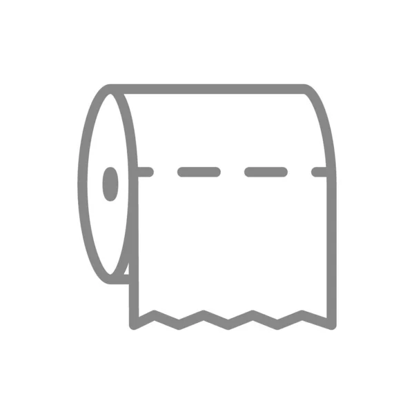 Toalettpapper i en horisontell position linje ikon. Pappersrulle, servetter, avrivningsband, symbol för hygienprodukter — Stock vektor