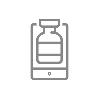 Tıbbi ampul ve akıllı telefon hattı simgesi. Aşı, SMS, aşı bilgisi, aşı sembolü