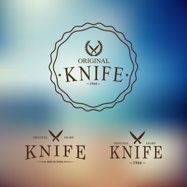 Bir arka plan üzerinde bıçak seti ile vektör logo.