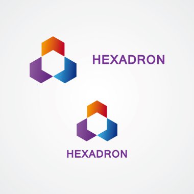 Renkli altıgen logo kümesi