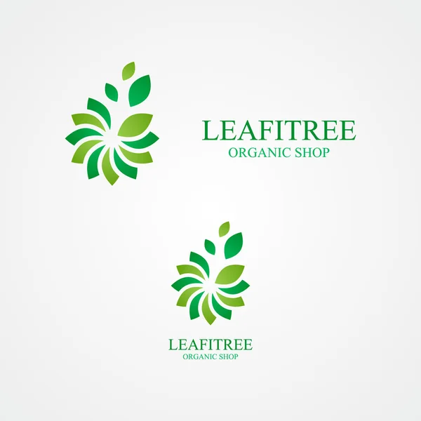 Set logo con una combinazione di fiori e foglie — Vettoriale Stock