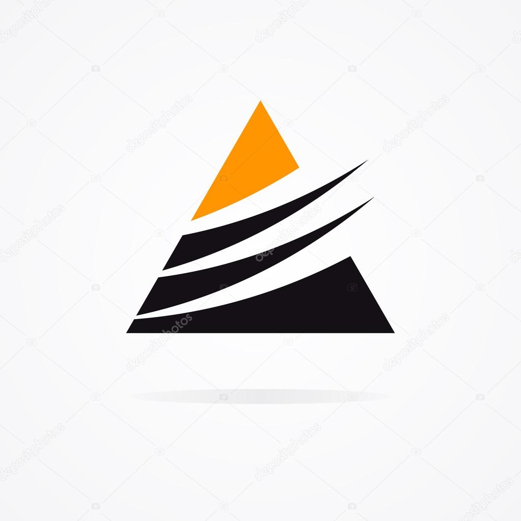 Unusual triangle logo in black and orange colors