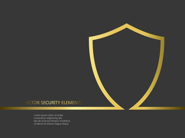 Elementos de segurança vetoriais com escudo de linha — Vetor de Stock