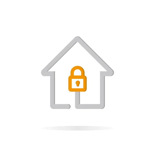 Logo combination of a lock and house. — Stock Vector