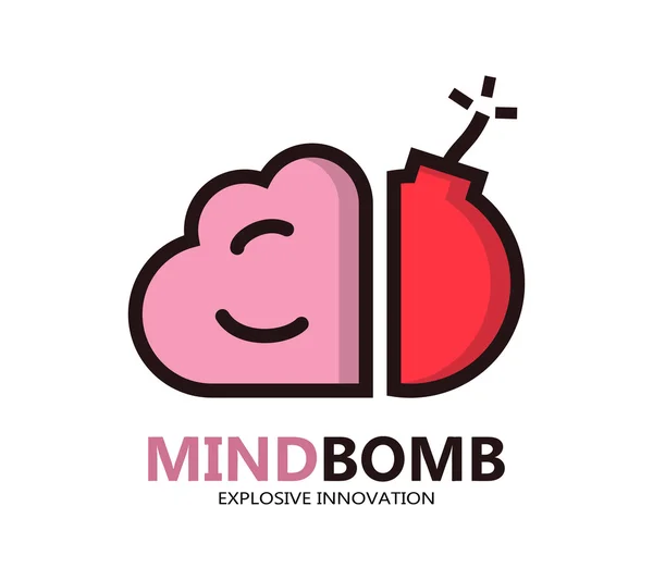 Logo avec combinaison de cerveau et de bombe — Image vectorielle