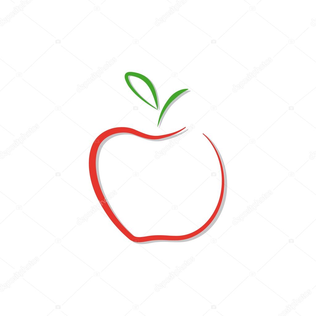 Vector red apple logo isolated.