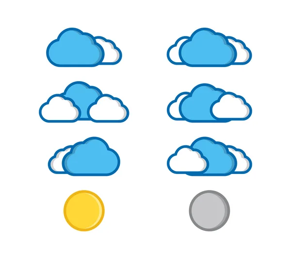 Ilustração vetorial de ícones de clima de cor plana — Vetor de Stock