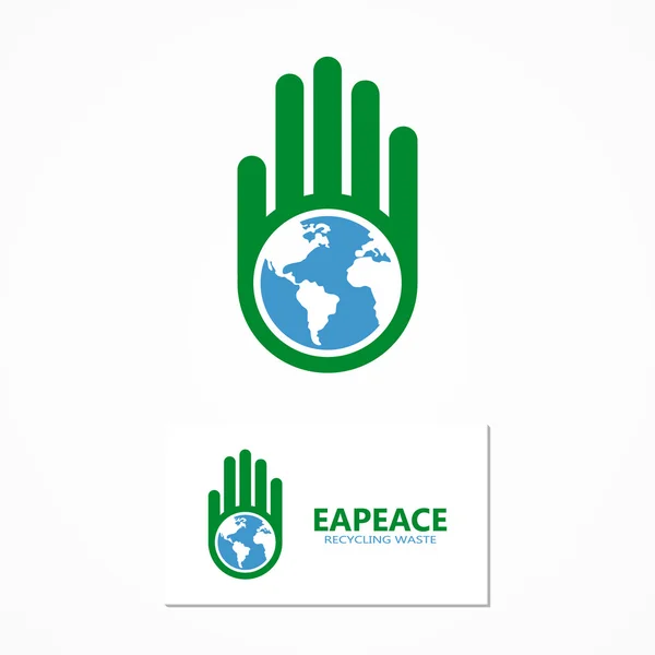 Logo vectoriel combinaison d'une main et de la terre . — Image vectorielle