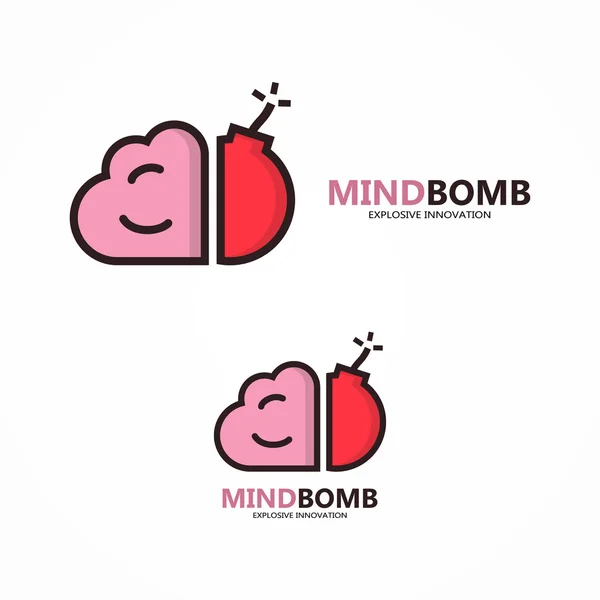 Combinaison de logo vectoriel cerveau et bombe — Image vectorielle
