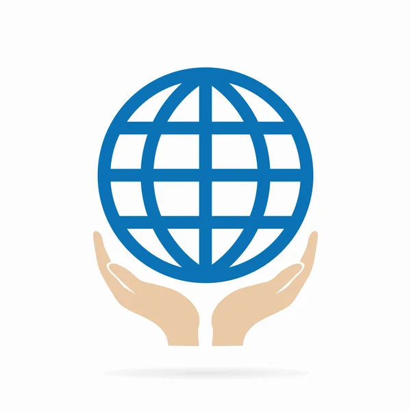 Logo o icona Terra in mano — Vettoriale Stock