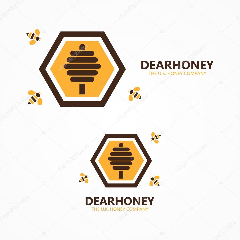 Vector honey and bee logo
