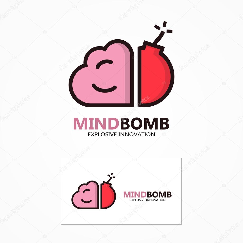 Vector logo or icon combination of brain and bomb