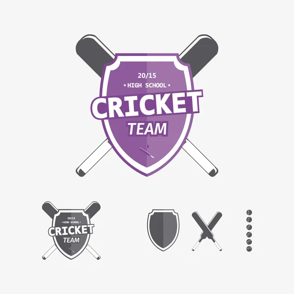 Etiquetas de críquete e ícones conjunto . —  Vetores de Stock