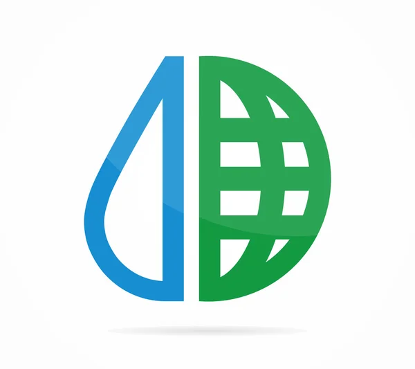 Vektor logo kombination av en vattendroppe och jorden. — Stock vektor