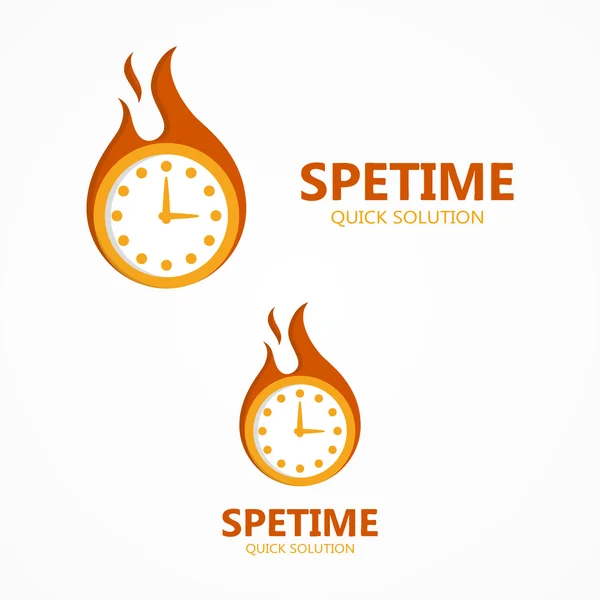 Logo del vector o icono del reloj en un incendio — Archivo Imágenes Vectoriales