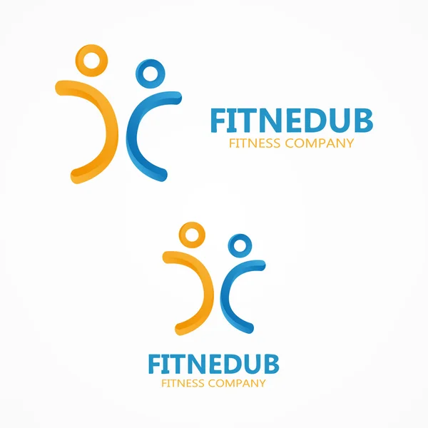 Vector two fitness man logo or icon — Stock Vector