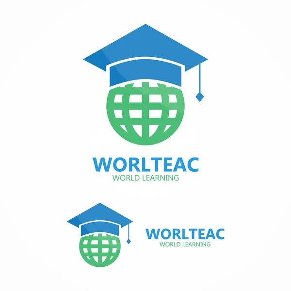 Vektör logo mezuniyet kap earth ile