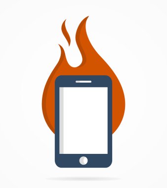 Bir yangın ve telefon vektör logo kombinasyonu