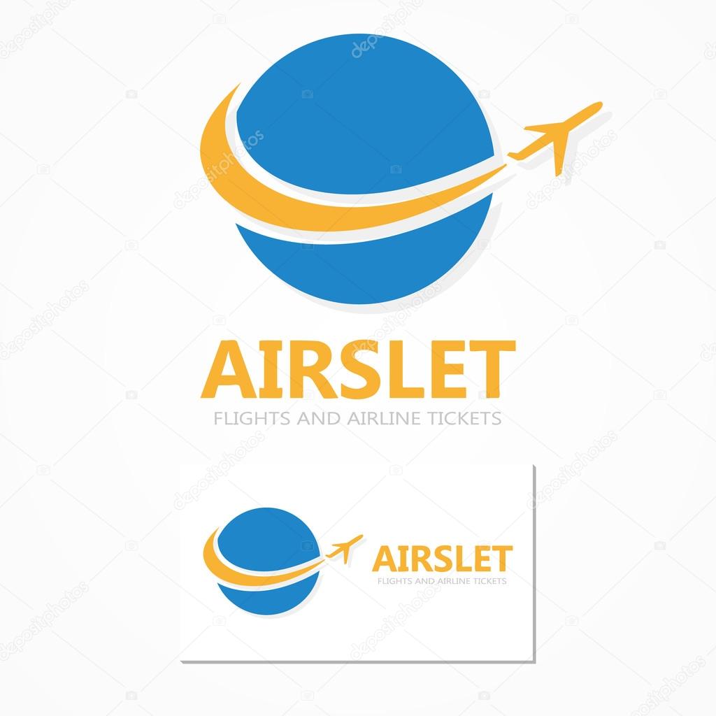 Logo combination of a globe and airplane