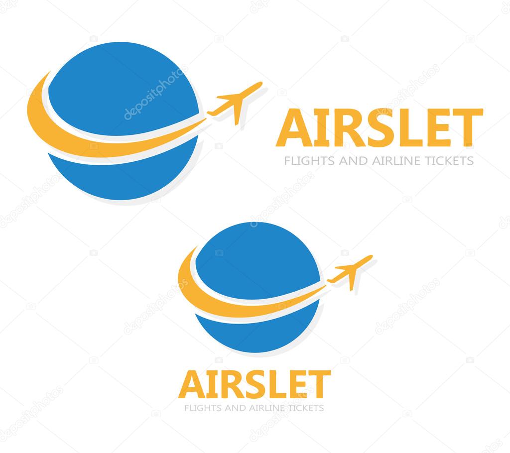 Vector logo globe with airplane