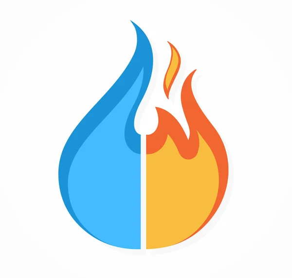 Vector fire and water logo or icon — Stock Vector