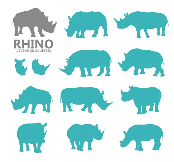 Vector rhino silhouettes — Stock Vector