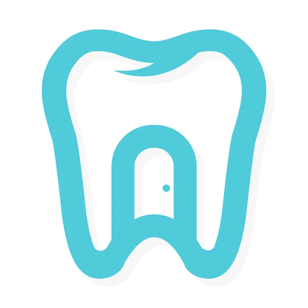 Logo de dent vectorielle avec la porte à la maison. Concept de santé dentaire — Image vectorielle