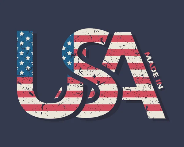 Hergestellt in den USA Typografie-Design, T-Shirt-Grafiken. — Stockvektor