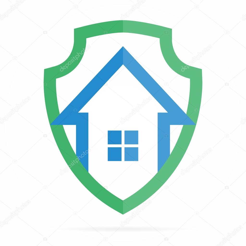 Logo combination of shield and house